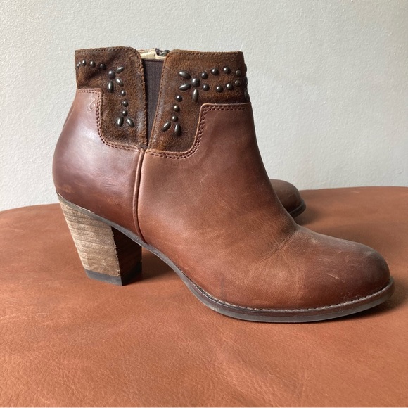 OluKai | Ho'Ohilu Women's Leather & Suede Studded Ankle Bootie in Friar Brown - Picture 3 of 9